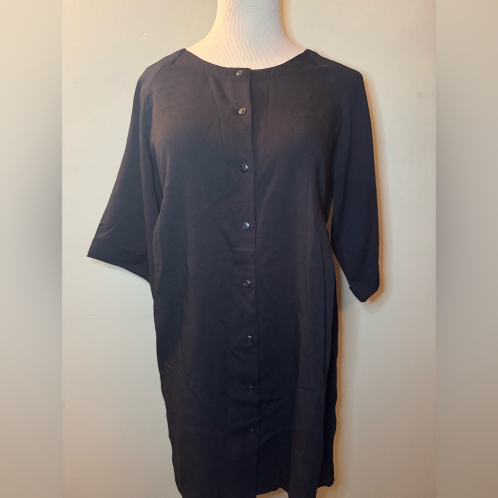 🆕 [Uniqlo] Black Rayon Gather Half Sleeve Kurta Tunic Sz: S